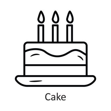 Kek vektörü ana hatları Simge Tasarımı illüstrasyonu. Beyaz arkaplan EPS 10 Dosyasında Tatil Sembolü