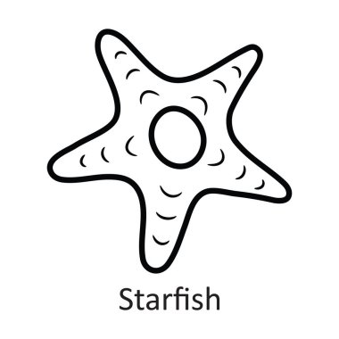 Denizyıldızı vektör anahatları Simge Tasarım çizimi. Beyaz arkaplan EPS 10 Dosyasında Tatil Sembolü