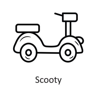 Scooty vektör taslağı Simge Tasarımı çizimi. Beyaz arkaplan EPS 10 Dosyasında Tatil Sembolü