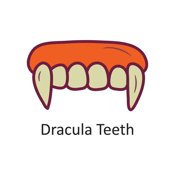 Draculaの歯ベクターによって満たされる概要のIconの設計のイラスト ホワイトバックグラウンドのハロウィンシンボル Eps 10ファイル — ストックベクタ