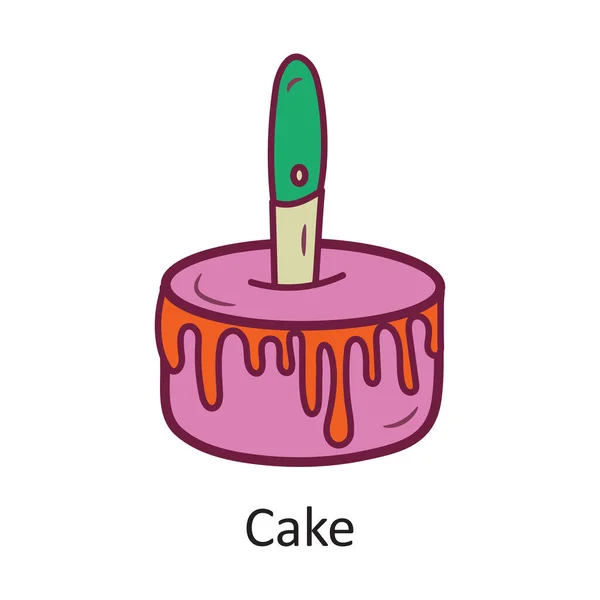 Cake Vector Filled Outline Icon Design Illustration Halloween Symbol White — Stock Vector