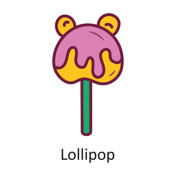 Lollipop Διάνυσμα Πλήρωση Περίγραμμα Εικονίδιο Σχεδιασμός Εικονογράφηση Απόκριες Σύμβολο Λευκό — Διανυσματικό Αρχείο