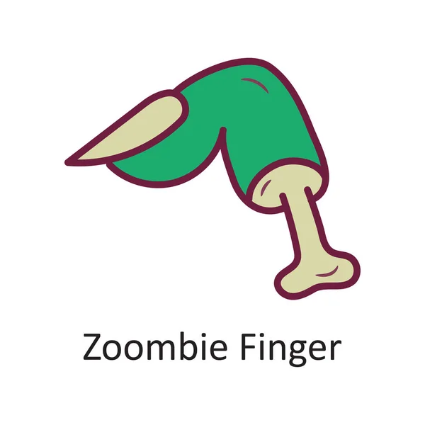 Zombie Finger Vektor Gefüllte Umrisse Icon Design Illustration Halloween Symbol — Stockvektor