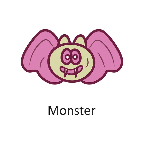 Monster Vektor Gefüllte Umrisse Icon Design Illustration Halloween Symbol Auf — Stockvektor