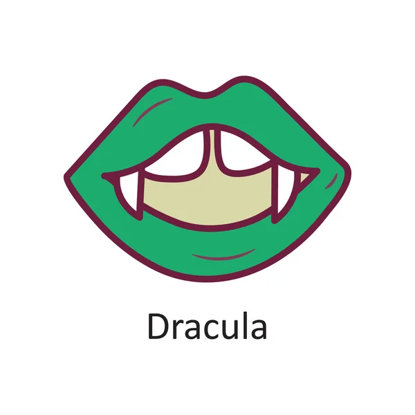 Dracula Vektor Gefüllte Umrisse Icon Design Illustration Halloween Symbol Auf — Stockvektor