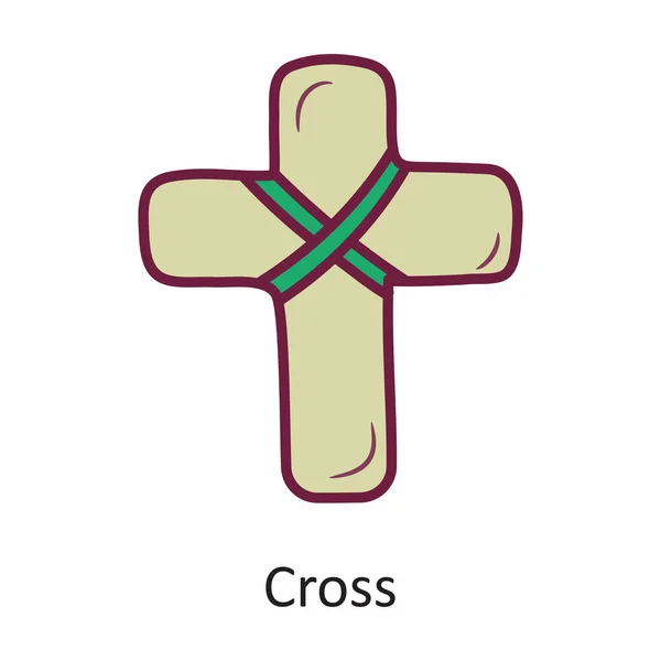 Иллюстрация Cross Vector Filled Outline Icon Design Хэллоуин Белом Фоне — стоковый вектор