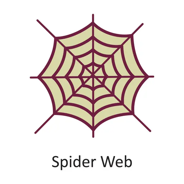 Spider Web Vektor Fylld Skiss Ikonen Design Illustration Halloween Symbol — Stock vektor