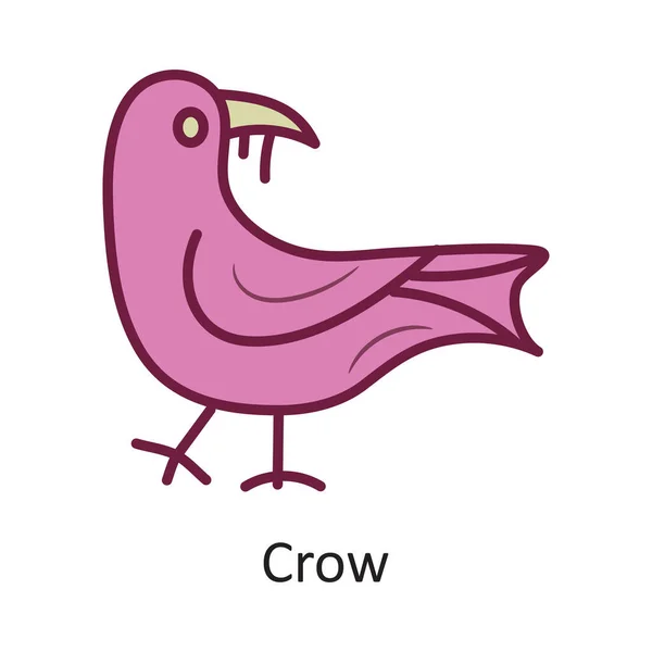 Crow Vektörü Simge Tasarımı Illüstrasyonunu Doldurdu Beyaz Arkaplandaki Cadılar Bayramı — Stok Vektör
