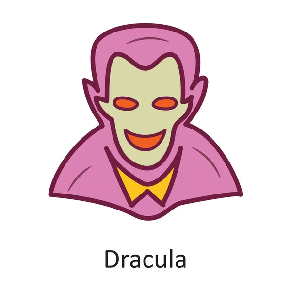 Dracula Vektor Gefüllte Umrisse Icon Design Illustration Halloween Symbol Auf — Stockvektor