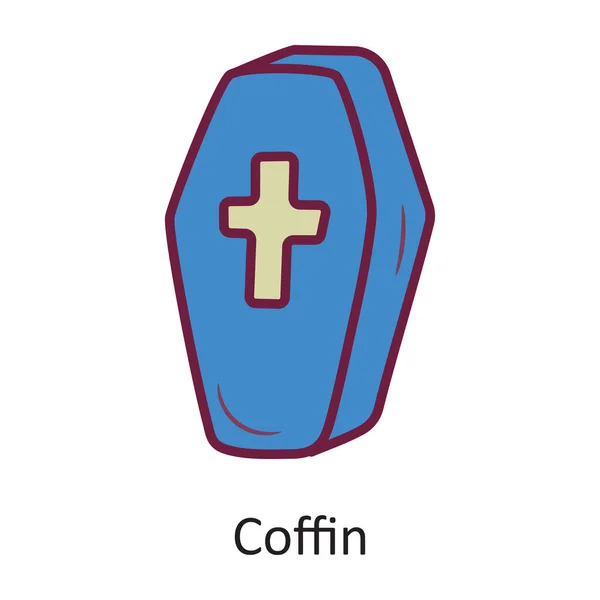 Coffin Vector Gefüllte Umrisse Icon Design Illustration Halloween Symbol Auf — Stockvektor