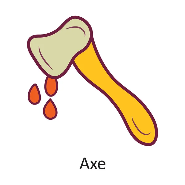 Axe Vektor Vyplněný Obrys Icon Design Ilustrace Halloween Symbol Bílém — Stockový vektor
