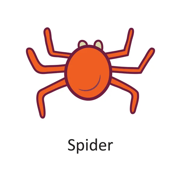 Spindelvektor Fylld Kontur Ikon Design Illustration Halloween Symbol Vit Bakgrund — Stock vektor
