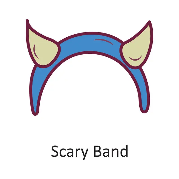 Scary Band Διάνυσμα Γεμάτο Περίγραμμα Εικονίδιο Σχεδιασμός Εικονογράφηση Απόκριες Σύμβολο — Διανυσματικό Αρχείο