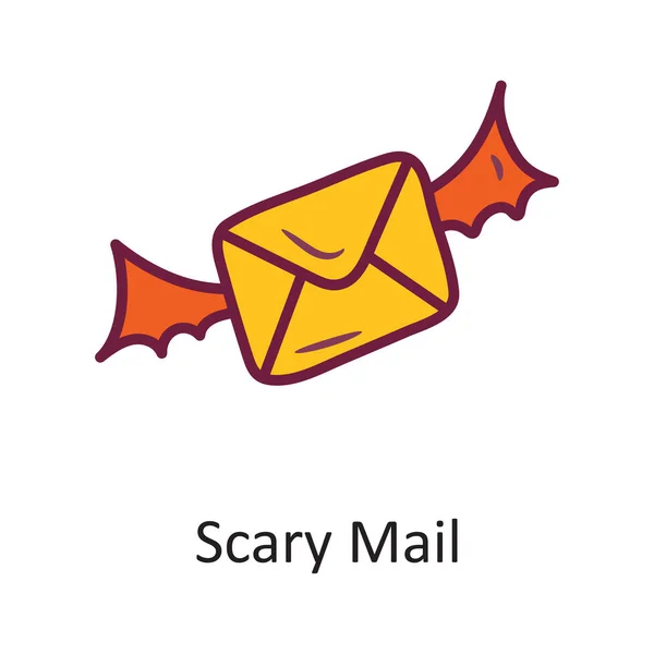 Scary Mail Vector Gevulde Omtrek Ikoon Ontwerp Illustratie Halloween Symbool — Stockvector
