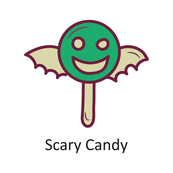 Scary Candy Διάνυσμα Γεμάτο Περίγραμμα Εικονίδιο Σχεδιασμός Εικονογράφηση Απόκριες Σύμβολο — Διανυσματικό Αρχείο
