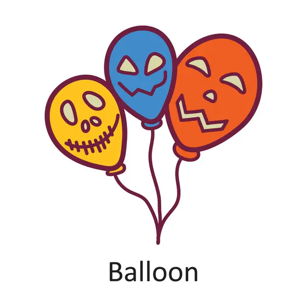 Ballon Vector Gevulde Omtrek Pictogram Ontwerp Illustratie Halloween Symbool Witte — Stockvector