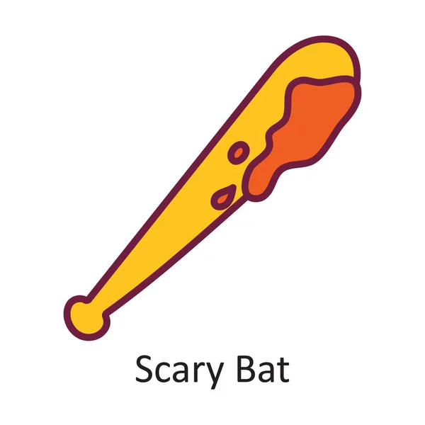 Vetor Morcego Assustador Esboço Preenchido Icon Design Illustration Símbolo Halloween — Vetor de Stock