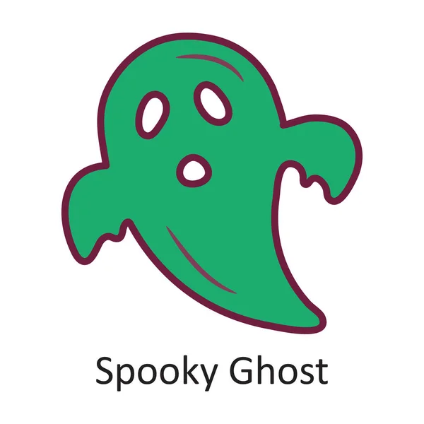 Spookachtige Ghost Vector Gevulde Omtrek Icoon Ontwerp Illustratie Halloween Symbool — Stockvector