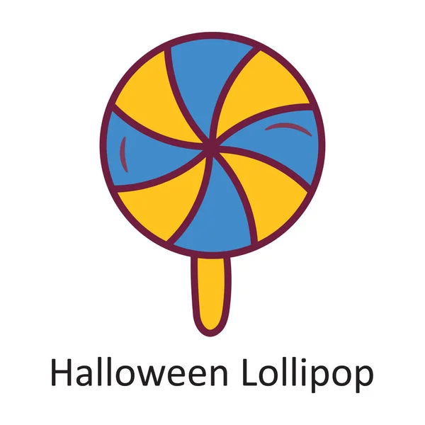 Halloween Lollipop Vector Gevulde Omtrek Icoon Ontwerp Illustratie Halloween Symbool — Stockvector