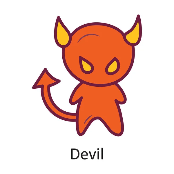 Teufelsvektor Gefüllte Umrisse Icon Design Illustration Halloween Symbol Auf Weißem — Stockvektor