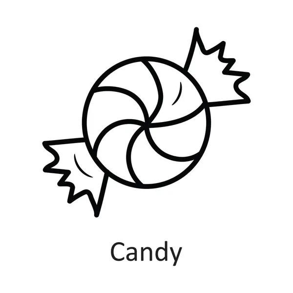 Candy Vector Outline Icon Design Illustration Halloween Symbol White Background — Stock Vector