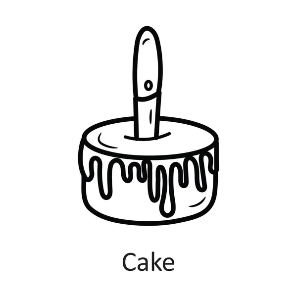 Cake Vector Outline Icon Ontwerp Illustratie Halloween Symbool Witte Achtergrond — Stockvector