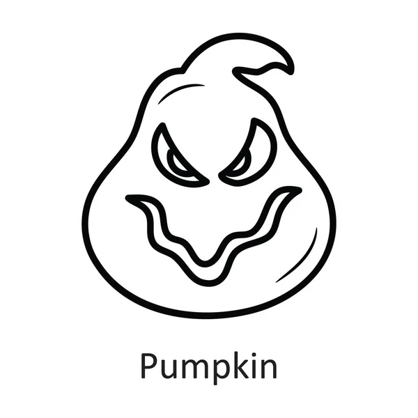 Pumpa Vektor Skissera Ikonen Design Illustration Halloween Symbol Vit Bakgrund — Stock vektor