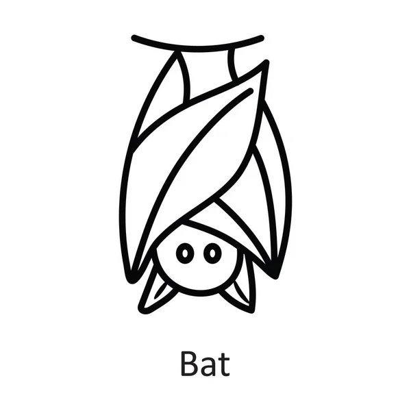 Bat Διανυσματικό Περίγραμμα Εικονίδιο Σχεδιασμός Εικονογράφηση Απόκριες Σύμβολο Λευκό Φόντο — Διανυσματικό Αρχείο