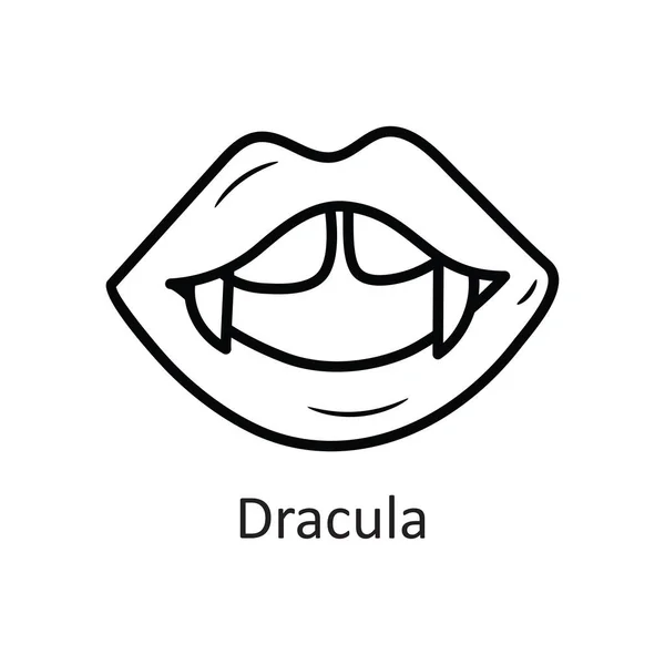 Dracula Vector Outline Icon Design Illustration Halloween Symbol White Background — Stock Vector