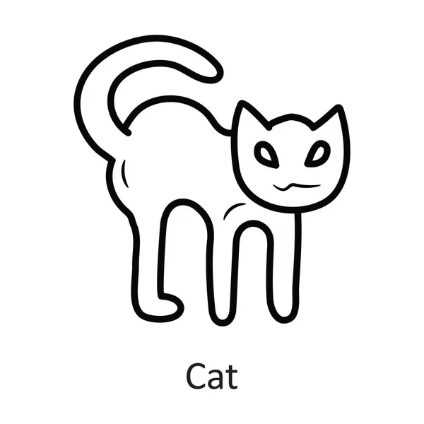 Esquema Vector Gato Icono Ilustración Diseño Símbolo Halloween Sobre Fondo — Vector de stock
