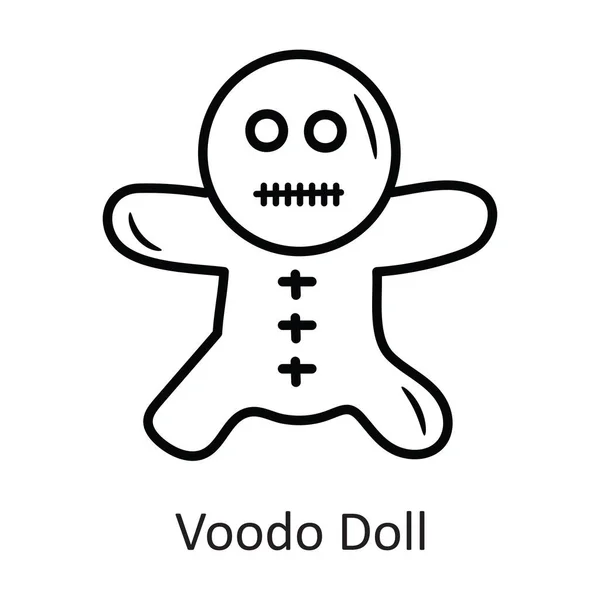 Voodoo Doll Vektor Skizzieren Icon Design Illustration Halloween Symbol Auf — Stockvektor