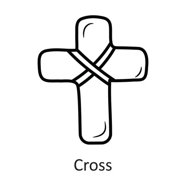 Cross Vector Outline Icon Design Illustration Halloween Symbol White Background — Stock Vector