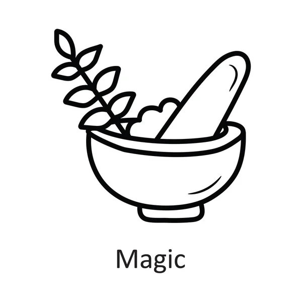 Магічний Векторний Контур Ілюстрації Дизайну Піктограм Хеллоуїн Символ Білому Тлі — стоковий вектор