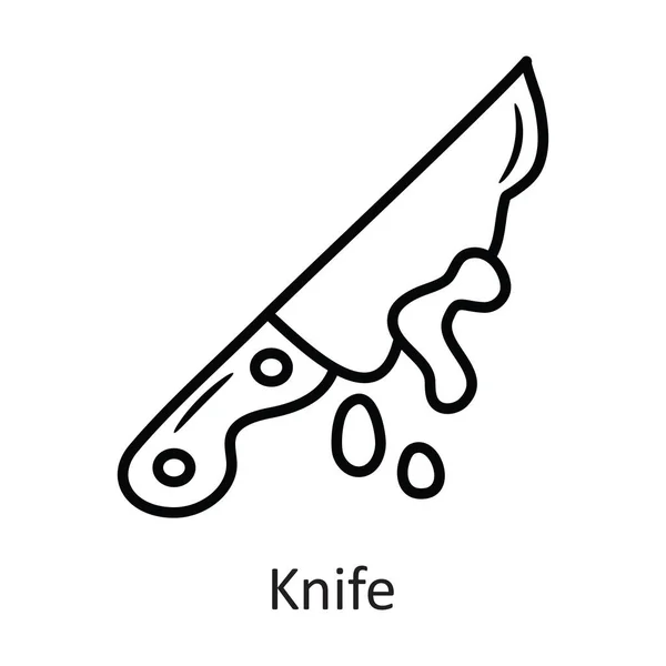 Obrys Vektoru Nože Ikona Design Ilustrace Halloween Symbol Bílém Pozadí — Stockový vektor