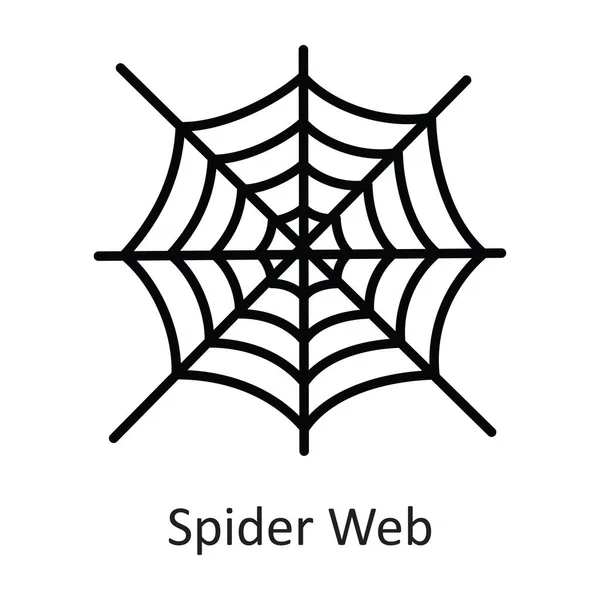 Spider Web Vector Omtrek Pictogram Ontwerp Illustratie Halloween Symbool Witte — Stockvector