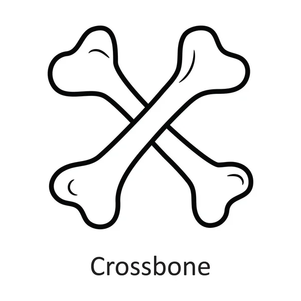 Cross Bone Vector Outline Icono Diseño Ilustración Símbolo Halloween Sobre — Archivo Imágenes Vectoriales
