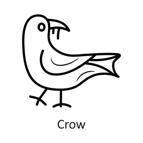 Crow Vektör Taslağı Simge Tasarımı Illüstrasyonu Beyaz Arkaplandaki Cadılar Bayramı — Stok Vektör