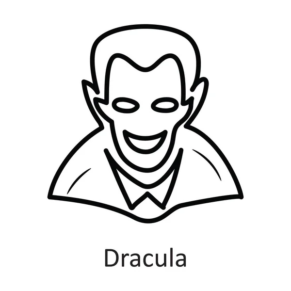 Dracula Vektor Skizzieren Icon Design Illustration Halloween Symbol Auf Weißem — Stockvektor