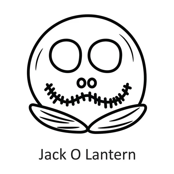 Jack Lantern Esquema Vectorial Icono Diseño Ilustración Símbolo Halloween Sobre — Archivo Imágenes Vectoriales