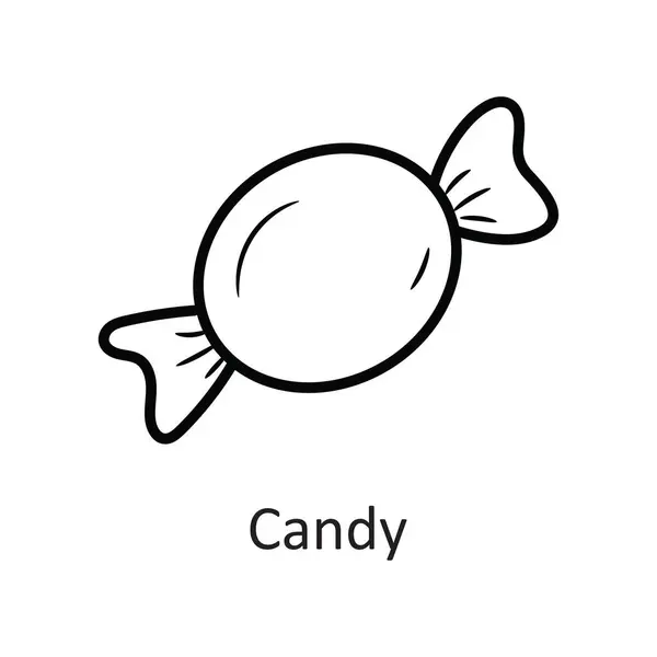 Süßigkeiten Vektor Umreißen Icon Design Illustration Halloween Symbol Auf Weißem — Stockvektor