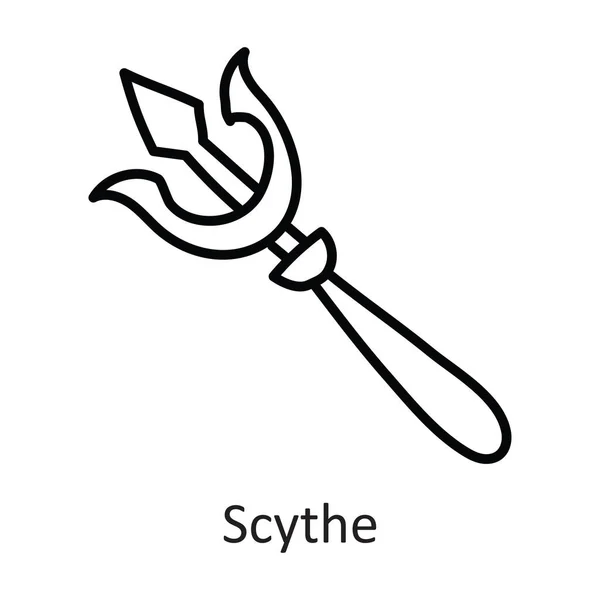 Scythe Esquema Vectorial Icono Diseño Ilustración Símbolo Halloween Sobre Fondo — Vector de stock