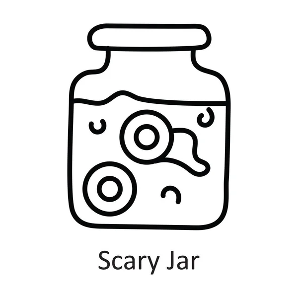Scary Jar Vector Contorno Icono Diseño Ilustración Símbolo Halloween Sobre — Vector de stock