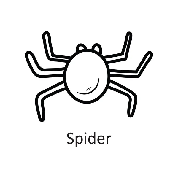 Spindelvektor Skissera Ikonen Design Illustration Halloween Symbol Vit Bakgrund Eps — Stock vektor
