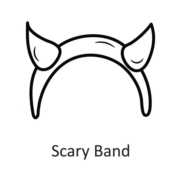 Scary Band Vektor Garis Besar Icon Desain Ilustrasi Simbol Halloween - Stok Vektor