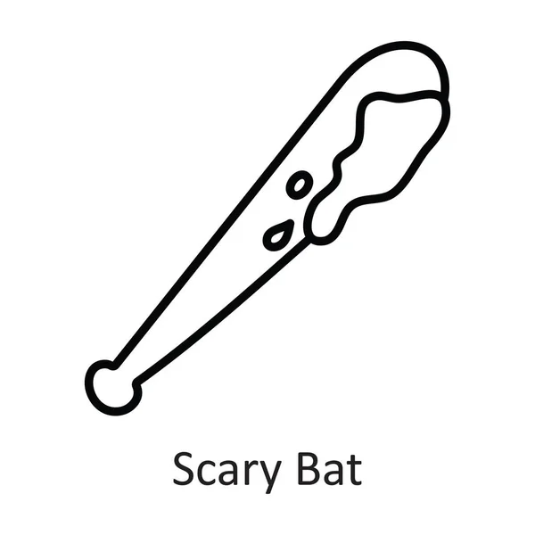Scary Bat Vector Outline Icon Ontwerp Illustratie Halloween Symbool Witte — Stockvector