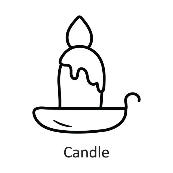 Свічка Векторний Контур Ілюстрація Дизайну Піктограм Хеллоуїн Символ Білому Тлі — стоковий вектор