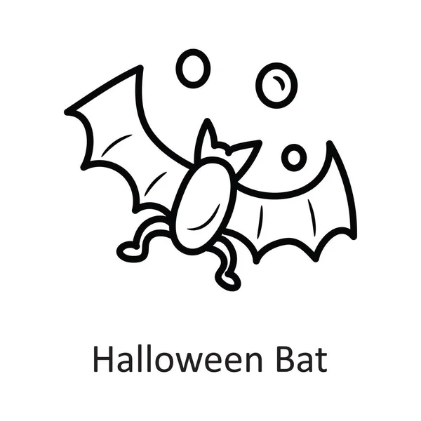 Halloween Vleermuis Vector Schets Icoon Ontwerp Illustratie Halloween Symbool Witte — Stockvector