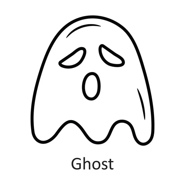 Ghost Vector Outline Icon Ontwerp Illustratie Halloween Symbool Witte Achtergrond — Stockvector