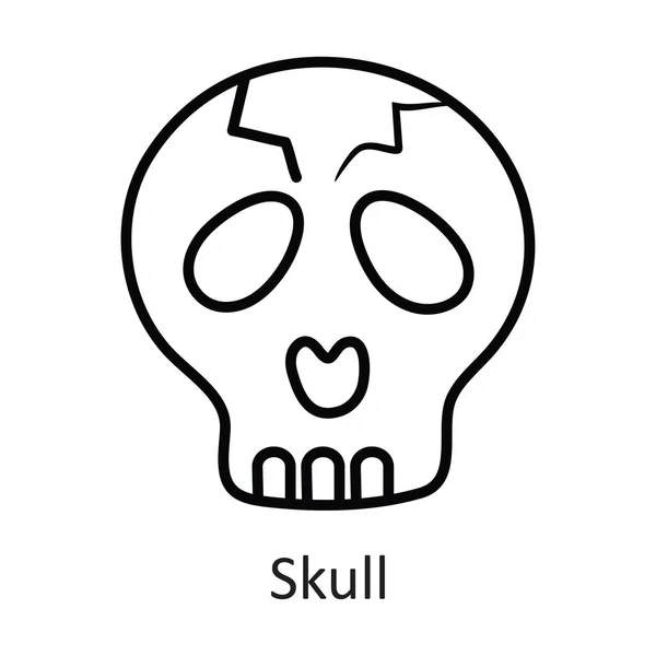 Skull Διανυσματικό Περίγραμμα Εικονίδιο Σχεδιασμός Εικονογράφηση Απόκριες Σύμβολο Λευκό Φόντο — Διανυσματικό Αρχείο