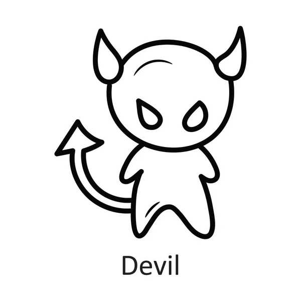 Devil Vector Outline Icon Design Illustration Símbolo Halloween Fundo Branco — Vetor de Stock